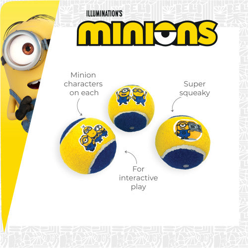 Happy Pet Minion Squeaky Tennis Balls 3 Pack