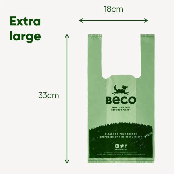 Beco Unscented Recycled Poop Bags With Handles x120 Pack