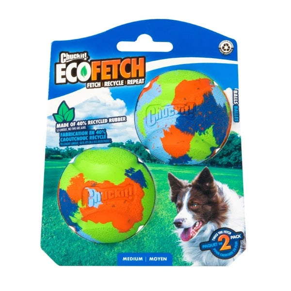 CHUCKIT Eco Fetch Ball Medium 2 Pack