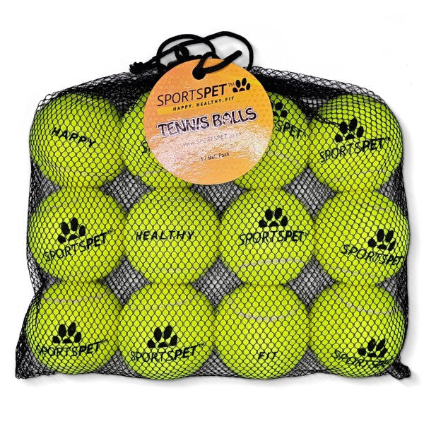 Sportspet Tennis Ball Medium 12 Pack Yellow