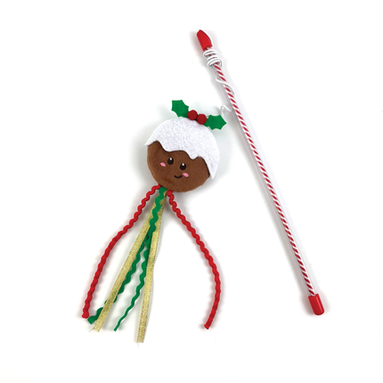 Happy Pet Christmas Pudding Candy Cane Cat Teaser