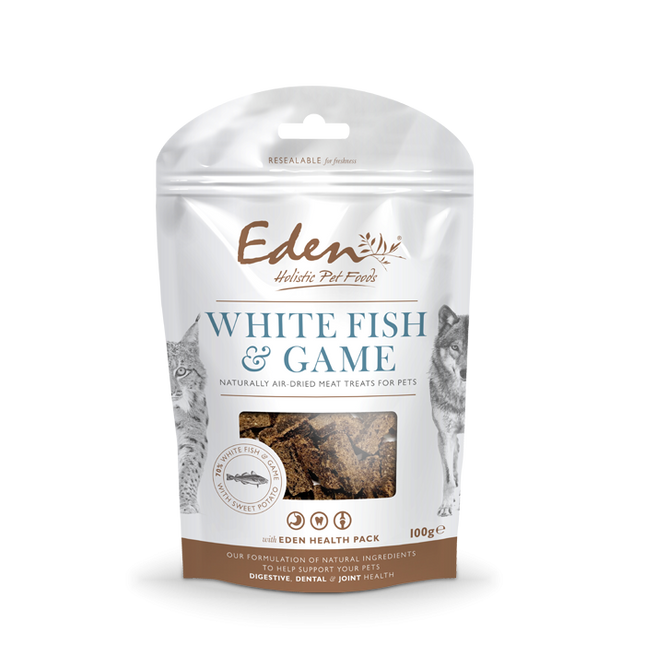 Eden Holistic Pet Food Treats 100g White Fish & Game