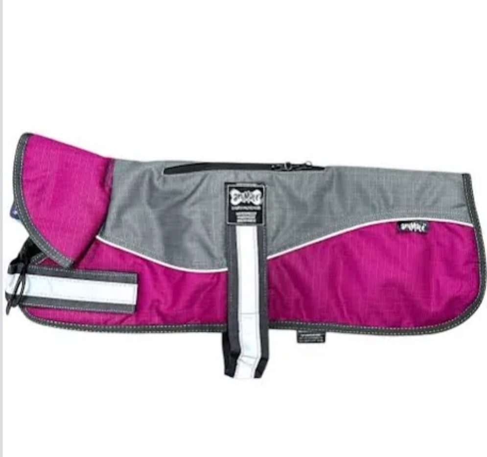 Animate Refl Grey Raspberry Padded Harness Coat
