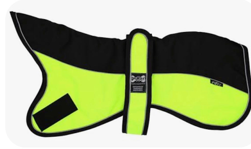 AniMate, Greyhound Padded Dog Coat, Black & Hi-Viz