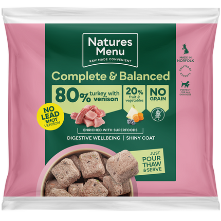 Natures Menu 80/20 Complete and Balanced Venison & Turkey 1kg Nuggets