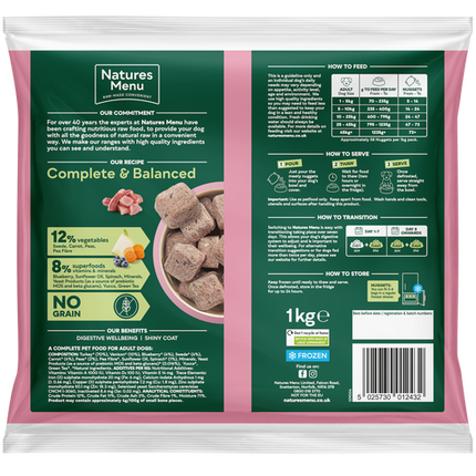 Natures Menu 80/20 Complete and Balanced Venison & Turkey 1kg Nuggets