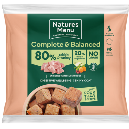 Natures Menu 80/20 Complete and Balanced Rabbit & Turkey 1kg Nuggets