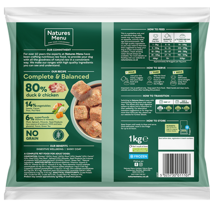 Natures Menu 80/20 Complete and Balanced Duck & Chicken 1kg Nuggets
