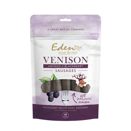 Eden Holistic Pet Food 5 Sausages Venison, Aniseed & Blackberry