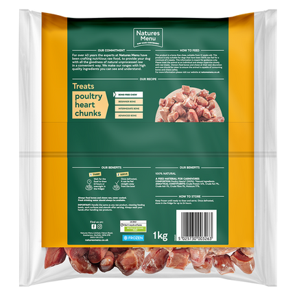 Natures Menu Frozen Treats Poultry Heart Chunks 1kg