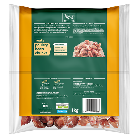 Natures Menu Frozen Treats Poultry Heart Chunks 1kg