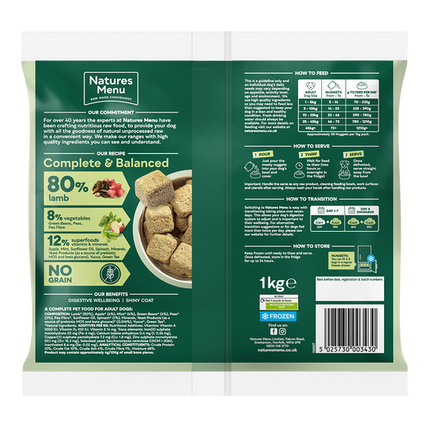 Natures Menu 80/20 Complete and Balanced Lamb 1kg Nuggets