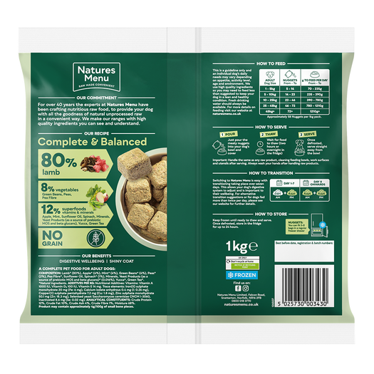 Natures Menu 80/20 Complete and Balanced Lamb 1kg Nuggets