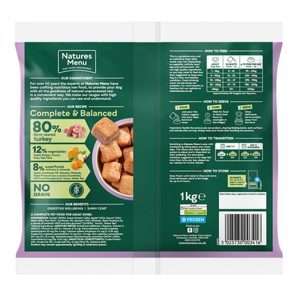 Natures Menu 80/20 Complete and Balanced Turkey 1kg Nuggets