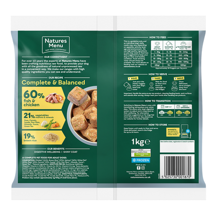 Natures Menu 60/40 Complete and Balanced Fish & Chicken 1kg Nuggets