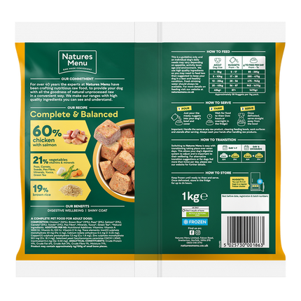 Natures Menu 60/40 Complete and Balanced Chicken & Salmon 1kg Nuggets