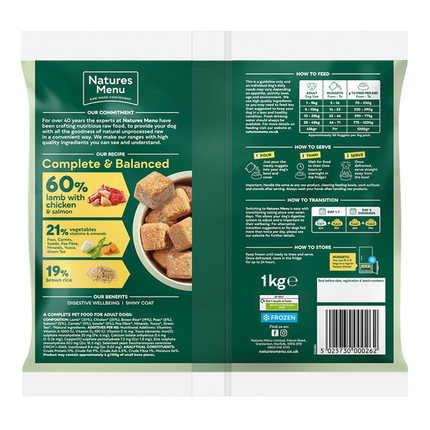 Natures Menu 60/40 Complete and Balanced Lamb & Chicken 1kg Nuggets