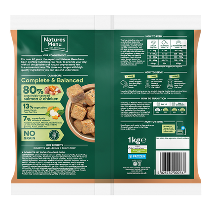 Natures Menu 80/20 Complete and Balanced Salmon & Chicken 1kg Nuggets